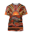Tmarc Tee Aboriginal Kangaroo running Lizard Art summer shirts for men and women