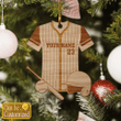 Tmarc Tee Custom Name and Number Love Baseball Christmas Wood Ornament