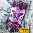Personalized Tmarc Tee Butterfly Purple Steel Stainless Tumbler