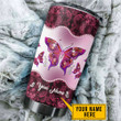 Personalized Tmarc Tee Butterfly Pink Steel Stainless Tumbler