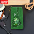 Tmarc Tee Customized Name Green Butterfly Printed Leather Wallet