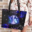 Tmarc Tee Blue Butterfly Printed Leather Tote Bag