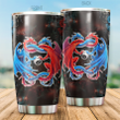 Tmarc Tee Dragon and wolf red and blue stainless steel tumbler