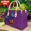 Tmarc Tee Custom Name Butterfly Mandala All Over Printed Leather Handbag