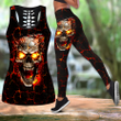 Tmarc Tee Fire Skull Combo Hollow Tank Top And Legging Outfit MH