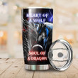 Tmarc Tee Dragon heart of a wolf, soul of a dragon stainless steel tumbler
