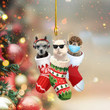 Tmarc Tee Llama Wearing Face Mask Sock Ornament Funny Social Distancing Christmas Ornament Gift