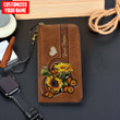 Tmarc Tee Customized name Sunflower Butterfly Printed Leather Wallet
