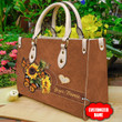 Tmarc Tee Customized Name Sunflower Butterfly Printed Leather Handbag