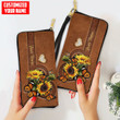 Tmarc Tee Customized name Sunflower Butterfly Printed Leather Wallet