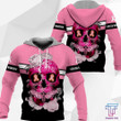 3D Skull Flower Breast Cancer Awareness Hoodie T-Shirt Sweatshirt SU110308 - Amaze Style™-Apparel