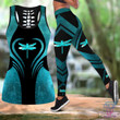 Blue dragonfly legging + hollow tankt combo HG41312 - Amaze Style™-Apparel