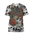 Tmarc Tee Rose Red Skull D all over printed for man and women PL