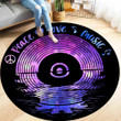 Tmarc Tee Peace Love Music on Vinyl LP Records Sunset Round Rug