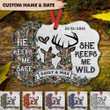 Tmarc Tee Personalized He Keeps Me Safe She Keeps Me Wild Hunting Ornament, Gift For Hunting Couple