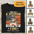 Tmarc Tee Proud To Be A Veteran Blessed To Be A Dad Personalized T-shirt Special Gift For Dad Papa Grandpa
