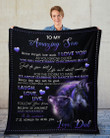 Tmarc Tee To My Son From Dad Love Wolf - Premium Fleece Blanket