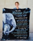 Tmarc Tee To My Son From Dad Love Elephant - Premium Fleece Blanket