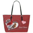 Tmarc Tee Personalized Name Cardinal Printed Leather Tote Bag