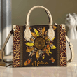 Tmarc Tee Personalized Name Sunflower x Monarch Printed Leather Tote Bag