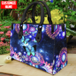 Tmarc Tee Personalized Name Butterfly With Flower All Over Printed Leather Handbag