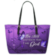 Tmarc Tee Butterfly Be Still And Know That I Am God All Over Printed Leather Handbag
