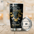 Tmarc Tee Personalizied Name My Mom's Wings Cover My Heart Printed Stainless Steel Tumbler For Mom