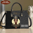 Custom name The Queen Ancient Egypt Leather Handbag Tmarc Tee PD