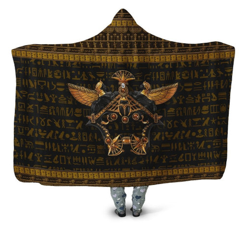 Ancient Egypt Scarab Beetle Golden 3D Over Printed Unisex Hooded Blanket-ML