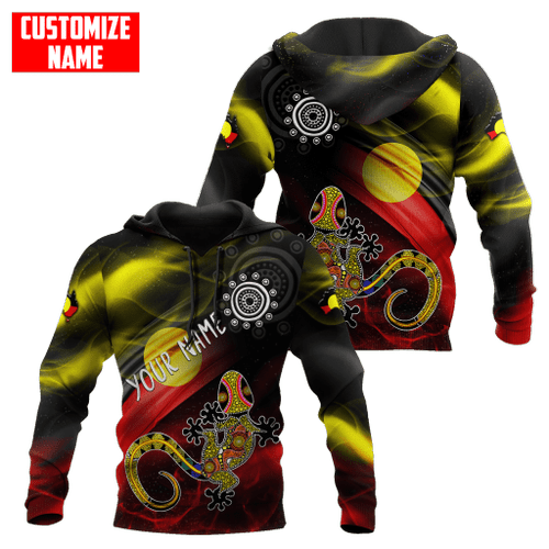 Aboriginal Flag smoke Lizard art Custom name 3D printed shirts 