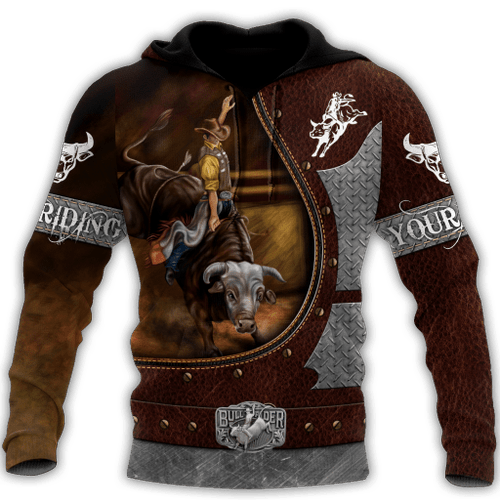  Personalized Name Bull Riding 3D All Over Printed Unisex Shirts Brown Ver