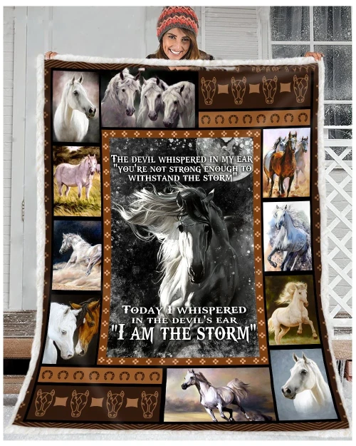 Custom Blanket Beautiful Horse-Best Gift For Horse Lovers-Sherpa Blanket TN
