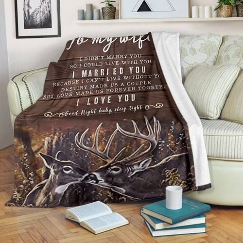 Custom Blanket Deer To My Wife-Best Gift For Wife-Sherpa Blanket TN