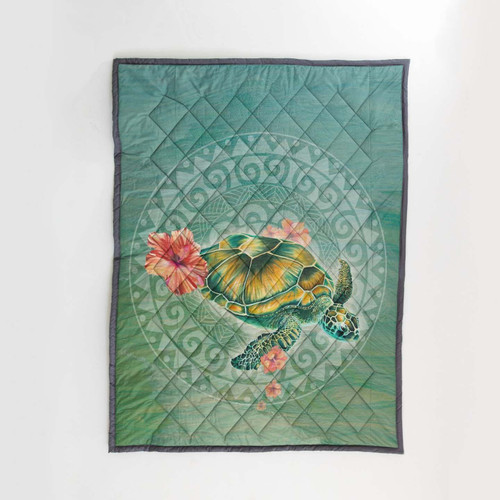Circle Polynesian Turtle Quilt Blanket - AH - J4