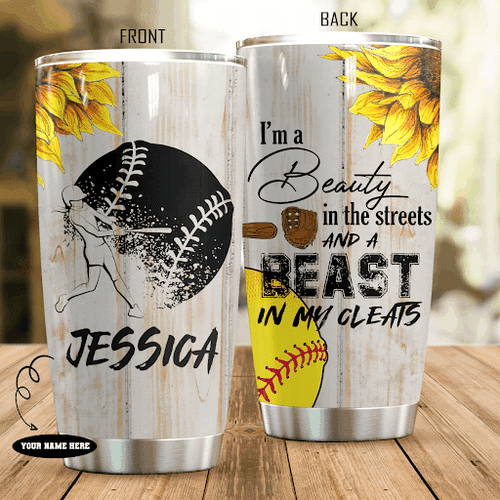 Beauty In The Streets Beast In My Cleats Personalized tumbler