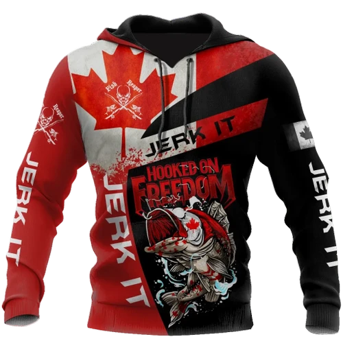 Hooked on Freedom Canada Fishing 3D printed shirts for men and women