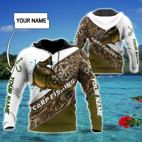Custom name Carp Fishing camo 3D print shirts