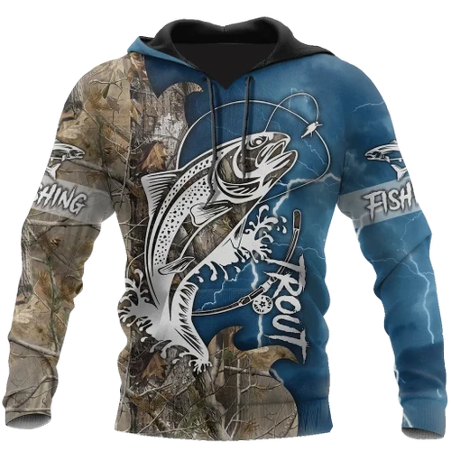 Trout Fishing Tattoo camo shirts for men and women blue color