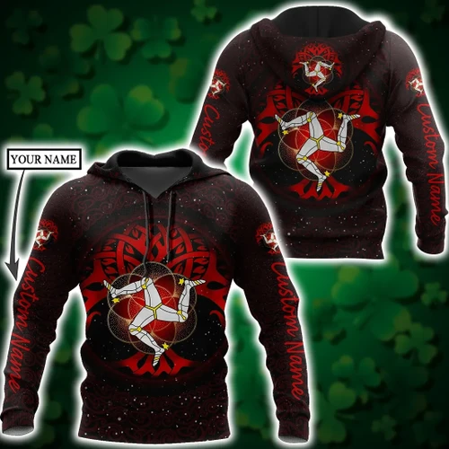 Custom name Celtic culture Triskelion Triple Red pattern 3D print shirts