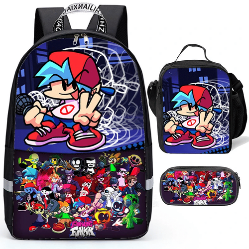 Friday Night Funkin' Backpack Set Pencil Case Lunch Bag 3 in 1 for Kids Teens