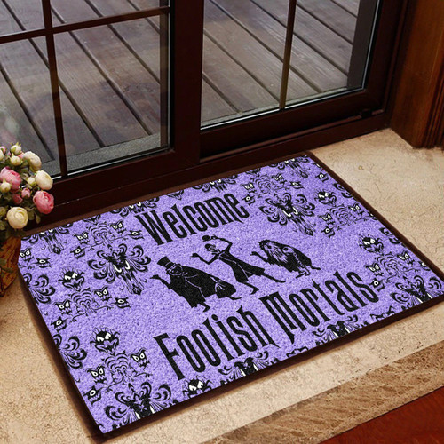 Welcome Foolish Mortals Haunted Mansion Coir Pattern Easy Clean Welcome DoorMat | Felt And Rubber | DO1896