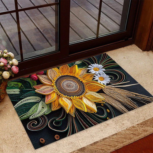 Sunflower Easy Clean Welcome DoorMat | Felt And Rubber | DO2811