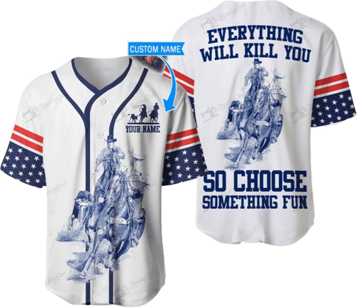 Personalized Name Rodeo Baseball Shirt Team Roping Ver 2