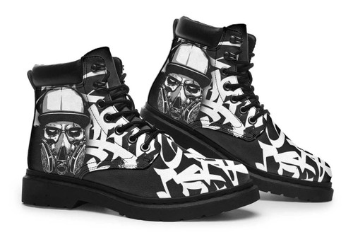 3D Skull Boots Skull And Gas Mask