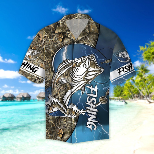 Tmarc Tee Bass fishing Sport - Blue version Fishing Hawaii Shirt