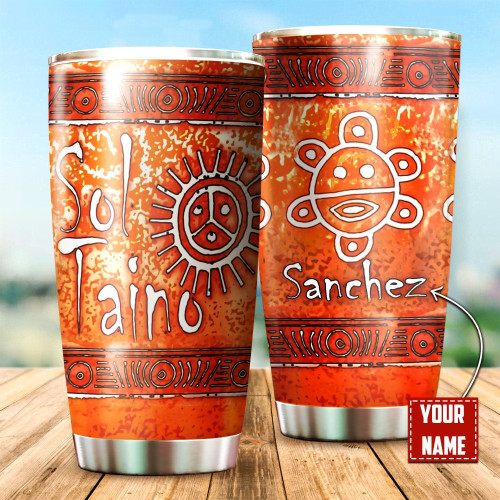 Tmarc Tee Customize Name Sol Taino Puerto Rico Steel Tumbler TNA