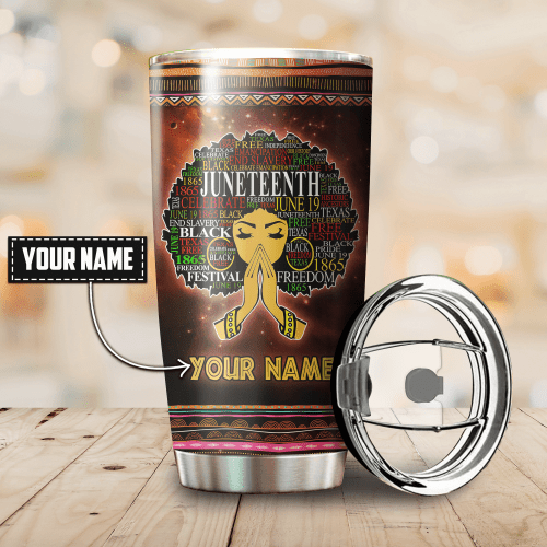 Juneteenth Tmarc Tee Personalized African Girl Stainless Steel Tumbler Oz A.S