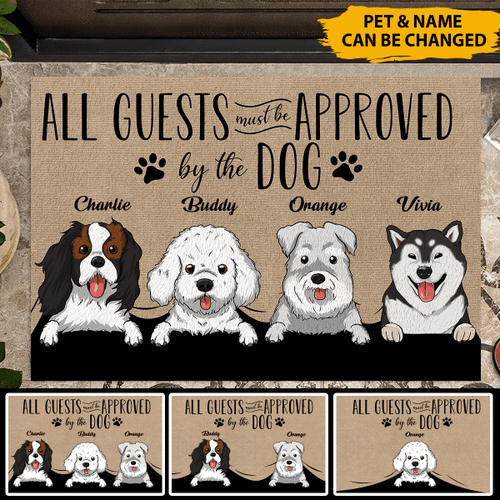 Tmarc Tee All Guests Approved By The Dog Personalized Welcome Doormat, Best Gift For Dog Lovers and Home Decoration
