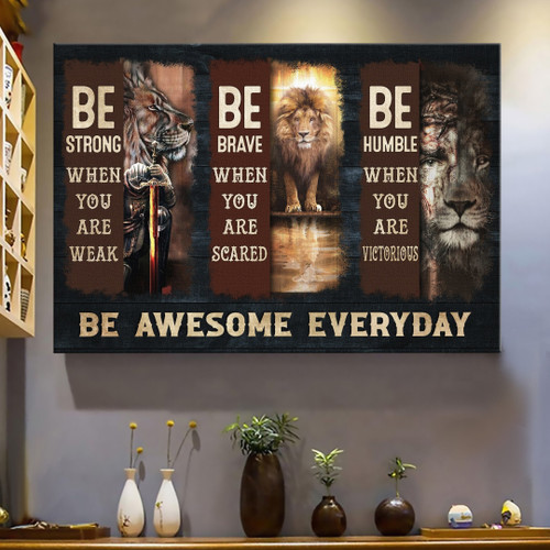 Tmarc Tee Awesome lion and warrior - Be awesome everyday - Jesus Landscape Canvas Poster Wall Art
