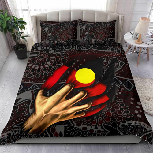Tmarc Tee Aboriginal Flag Inside Aboriginal Art Bedding Set